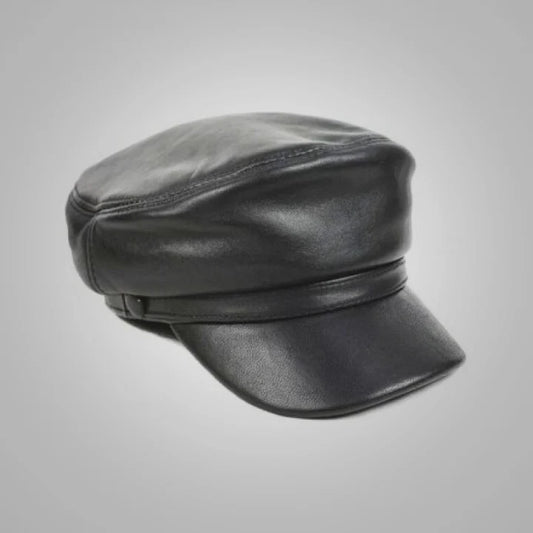 Men's Black Stylish Leather Cap

