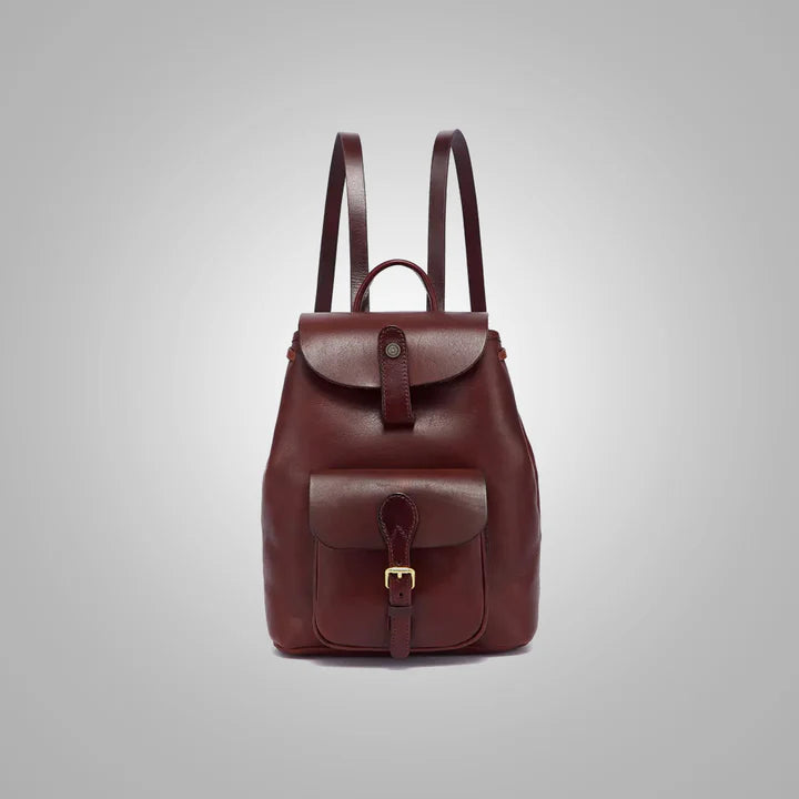 Women's Lambskin Brown Small Genuine Leather Backpack