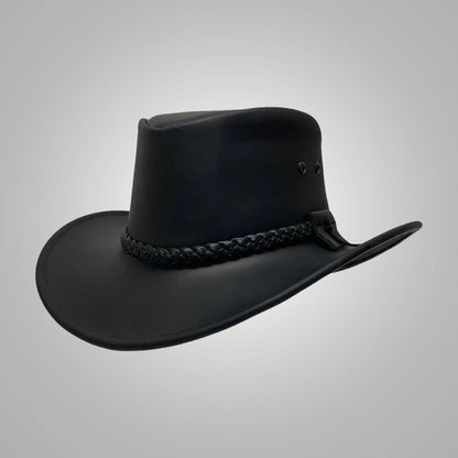 New Black Women’s Western Sheepskin Style Handmade Leather Cowboy Hat