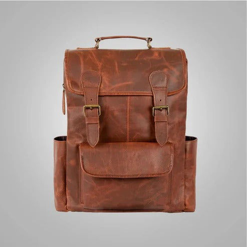 Men’s Brown Lambskin Leather Backpack - Stylish, Durable Leather Avanzar Leather