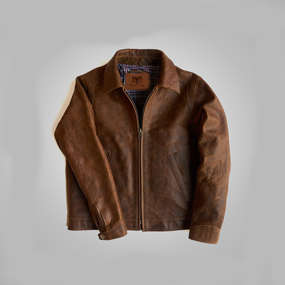 Premium Avanzar Brown Lambskin Iconic Trucker Leather Biker Jacket