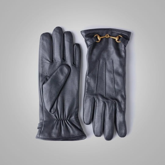 New Women's American Sheepskin Black Leather Gloves with Fleece Lining