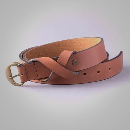 New Women's Seascale Leather Belt in Tan