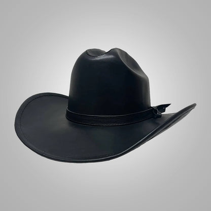 New Black Women’s Handmade Western-Style Sheepskin Leather Cowboy Hat