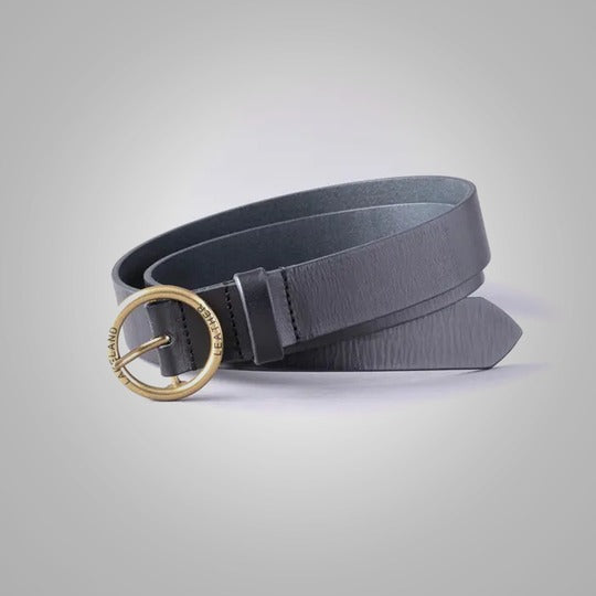 New Women’s Black Sheepskin Leather Buckle Belt