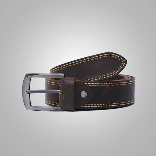 New Men's Dark Brown Handmade Leather Belt