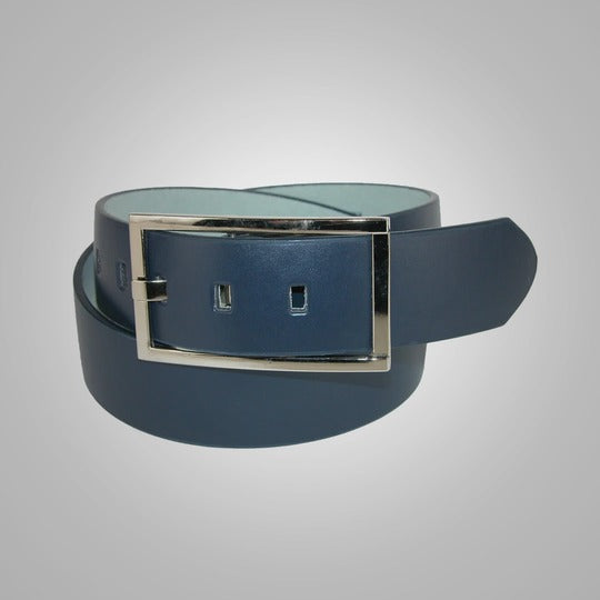 New Women's Bridle Genuine Leather Belt with Center Bar Buckle