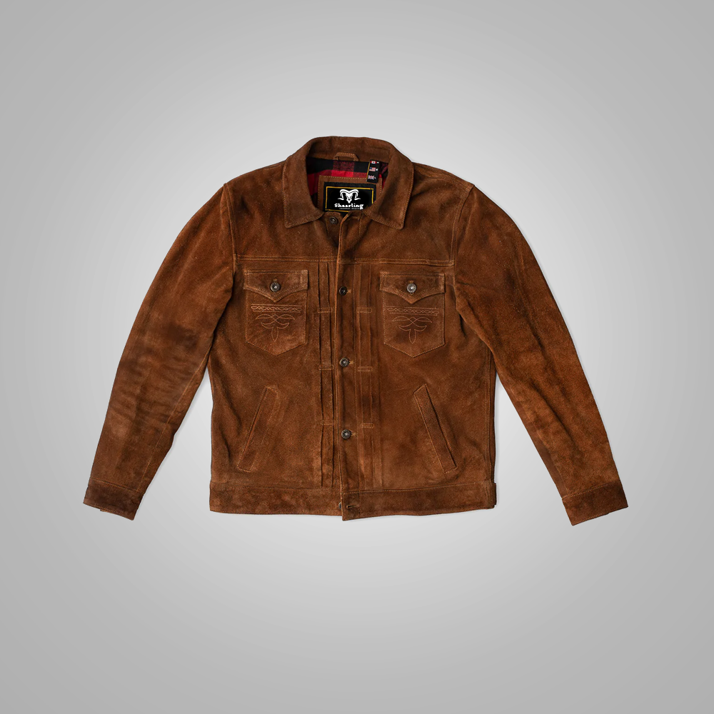 Men's Chocolate Brown Fringe Suede Leather Western Jacket