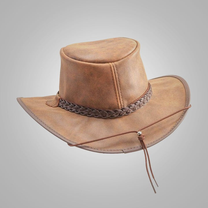 New Women’s Lambskin Leather Crushable Outback Hat