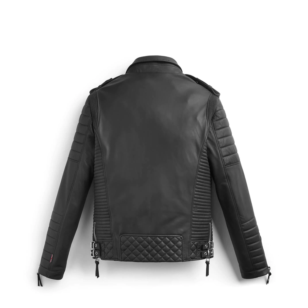 Avanzar Leather Men's Black Quilted Biker Leather Jacket