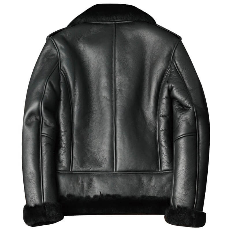 2022 New Men's Oblique Zipper Shearling Sheepskin Leather Motorcycle Jacket by Avanzar Leather