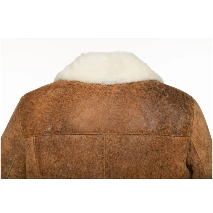 Men’s Distressed Brown A2 Bomber Shearling Jacket