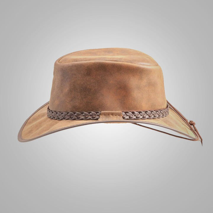 New Women’s Lambskin Leather Crushable Outback Hat