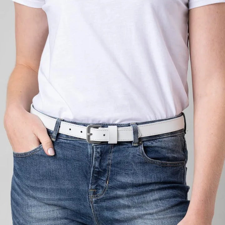 Women’s Keswick Leather Belt in White - Genuine Handmade Sheepskin Leather Belt