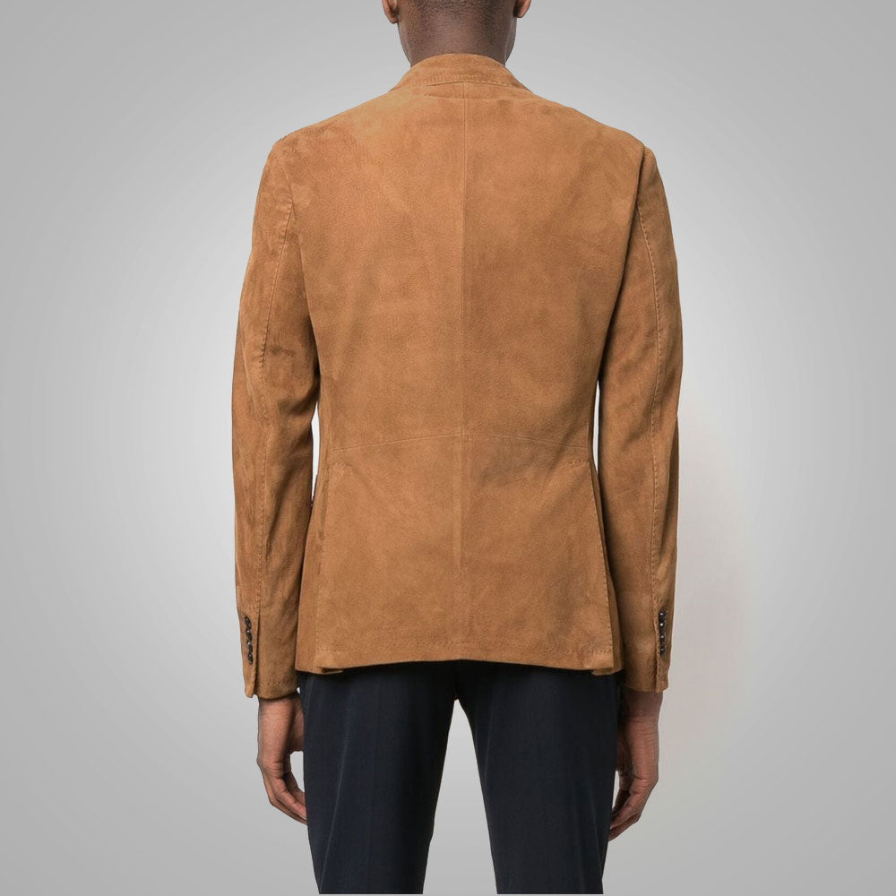 Men’s Suede Double Breasted Leather Blazer