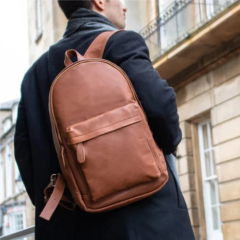 Men’s Classic Brown Leather Backpack - Timeless & Durable Avanzar Leather