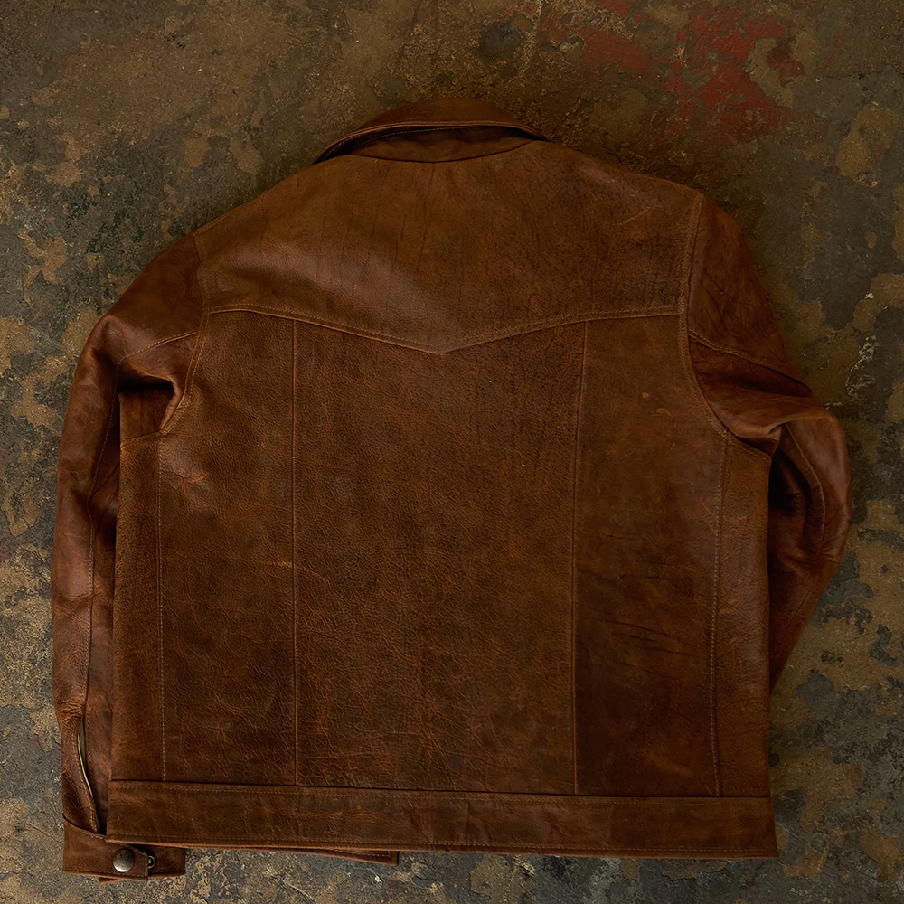 Premium Avanzar Brown Lambskin Iconic Trucker Leather Biker Jacket