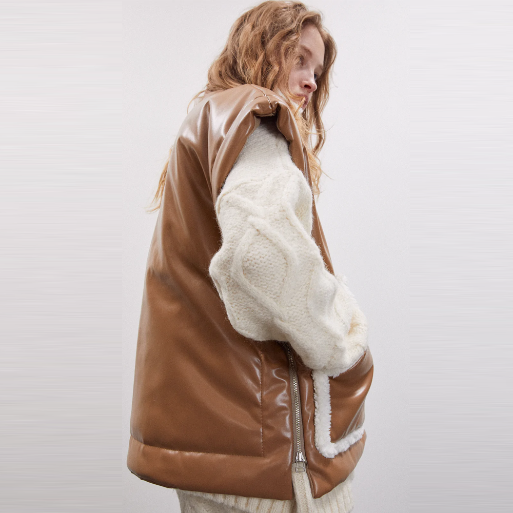 New Brown Women’s Sheepskin B3 Aviator Leather Vest - Classic & Timeless