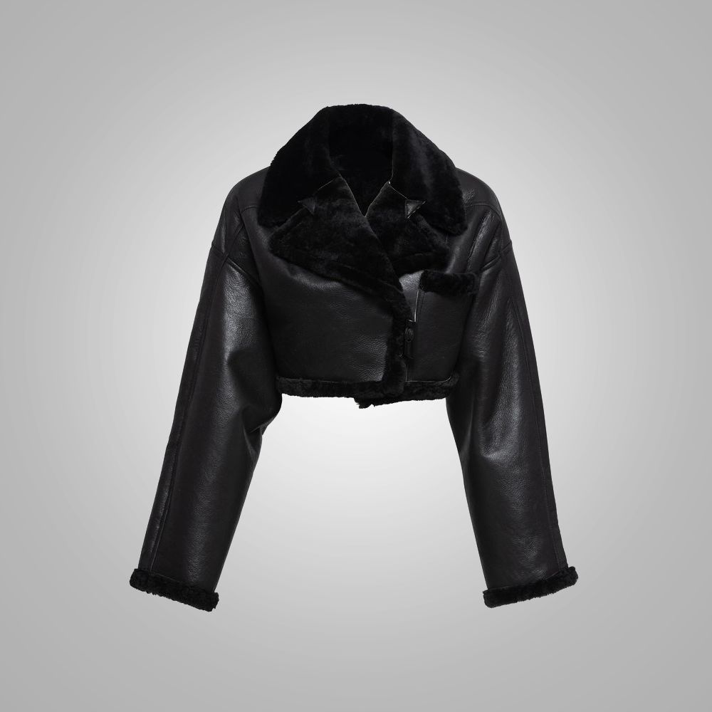 Women's Black B3 Aviator Flight Jacket - Sheepskin Leather & Shearling