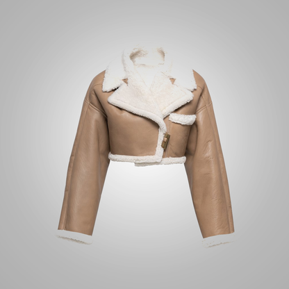 Women's B3 Flight Bomber Jacket - Sheepskin Leather & Faux Fur Aviator Style