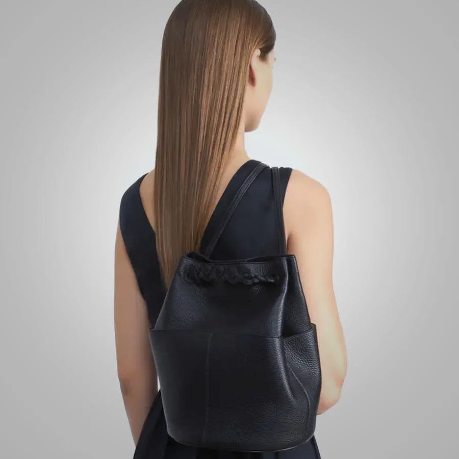 Women's Small 8-Knot Pebbled Leather Convertible Backpack