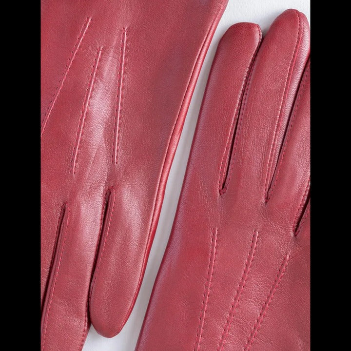 New Women's American Lambskin Red Leather Gloves