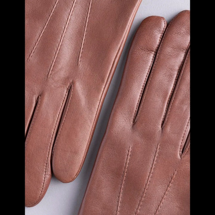 New Women's Becky Classic Leather Genuine Gloves in Cork