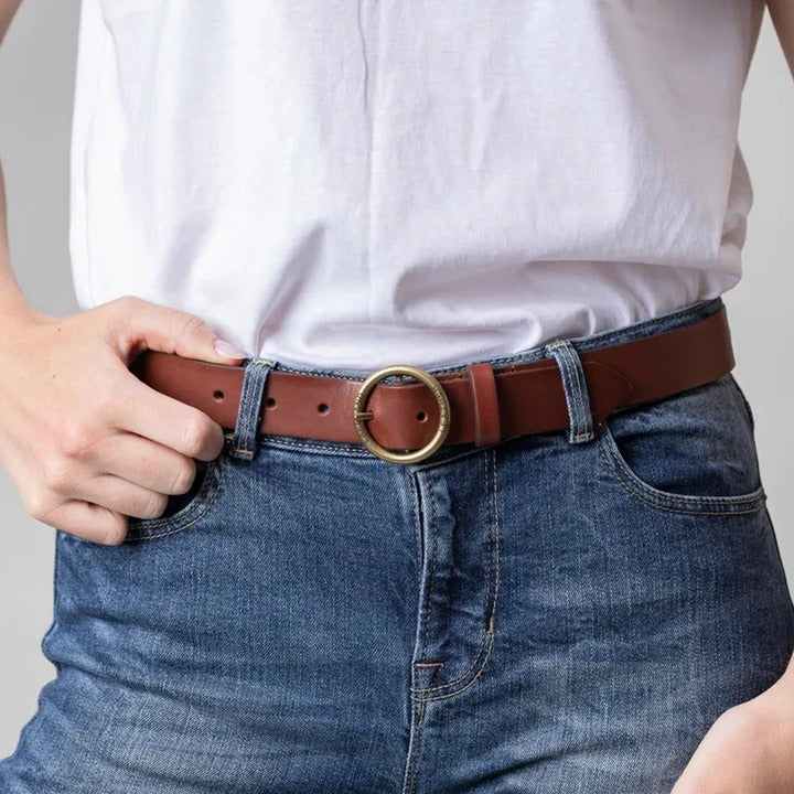 New Women's Tan Genuine Leather Handmade Belt