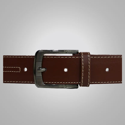 Men's Best Mahogany Brown Leather Belt with Contrast Stitching