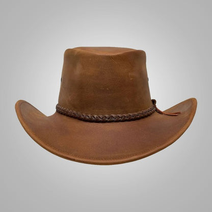 New Women’s Brown Western Style Handmade Leather Cowgirl Hat