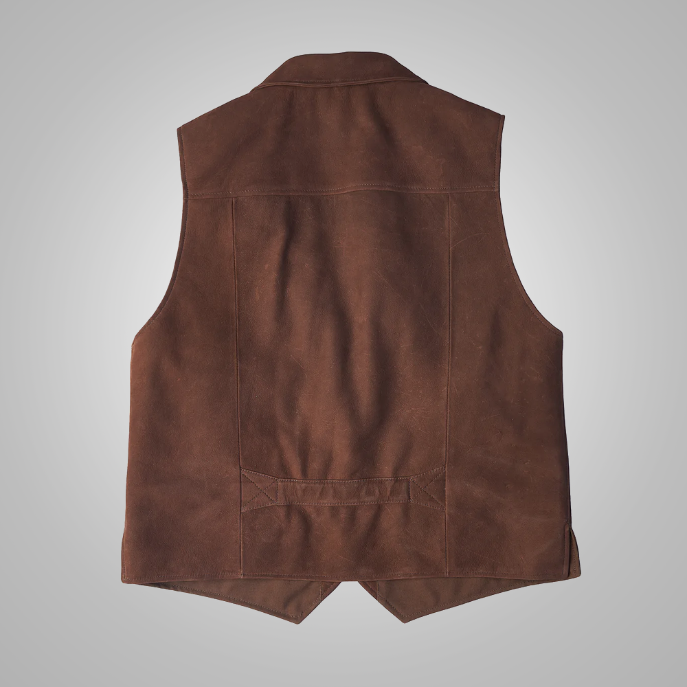 Men’s Brown Multi Pocket Style Leather Vest