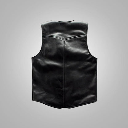 Men’s Black Sheepskin Cowboy Genuine Leather Vest