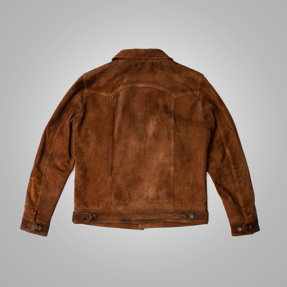 Men's Chocolate Brown Fringe Suede Leather Western Jacket