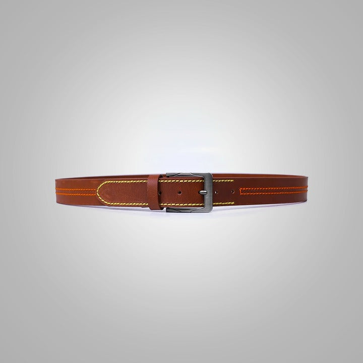 The Men's Best Leather Belt with Contrast Stitching