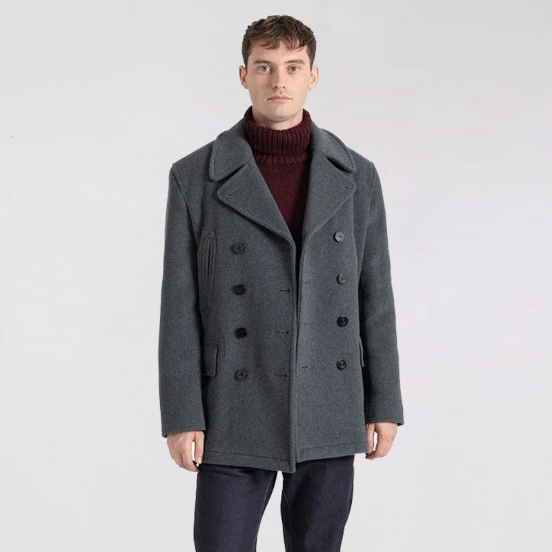 Men’s Grey Wool Peacoat