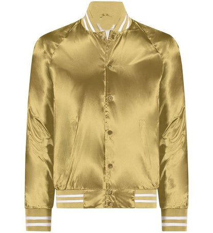 Golden Luxe Satin Bomber Jacket