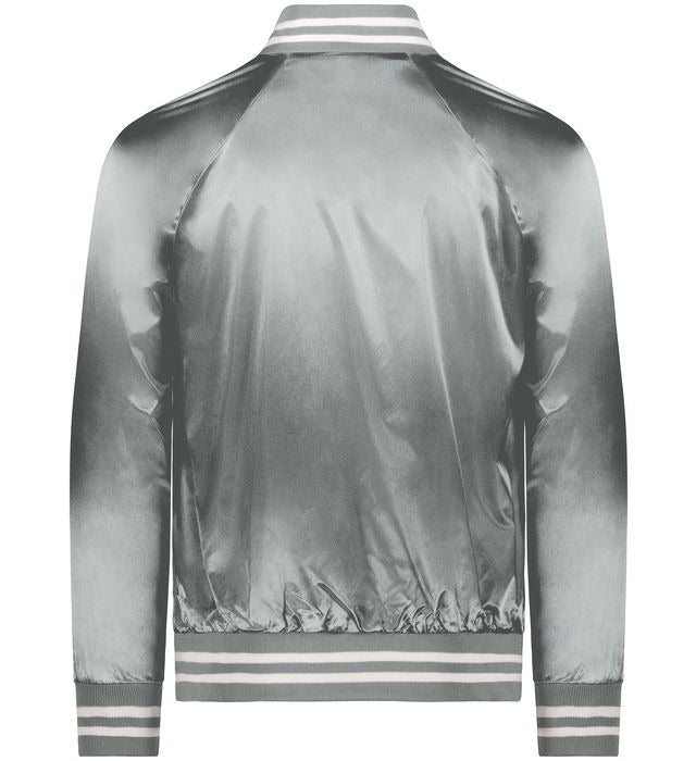 Silver Luxe Satin Bomber Jacket