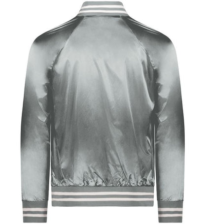 Silver Luxe Satin Bomber Jacket