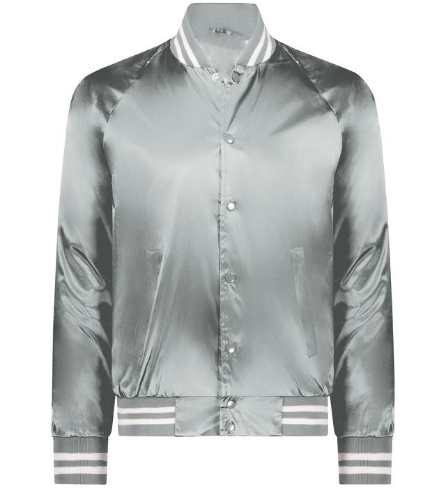 Silver Luxe Satin Bomber Jacket