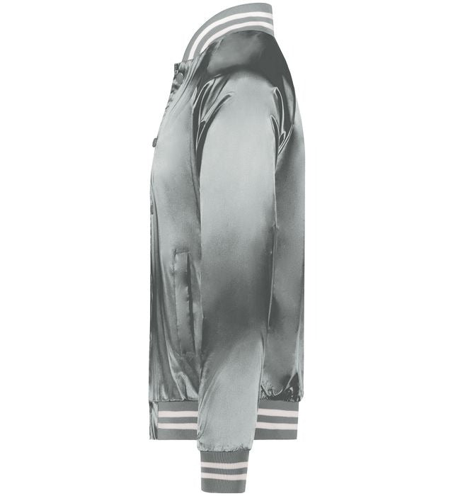 Silver Luxe Satin Bomber Jacket