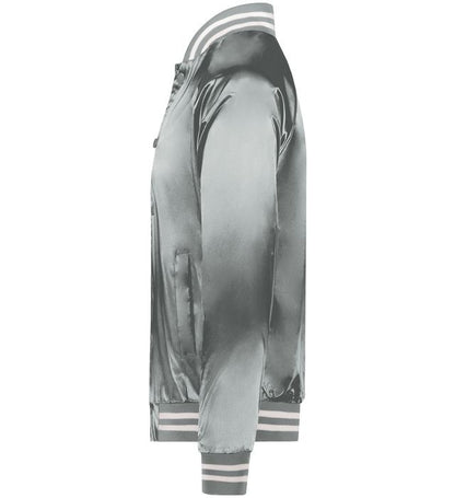 Silver Luxe Satin Bomber Jacket
