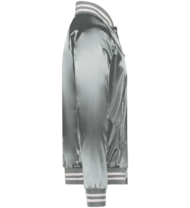 Silver Luxe Satin Bomber Jacket