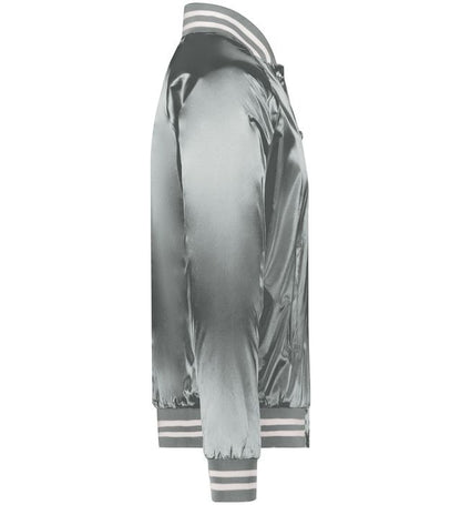 Silver Luxe Satin Bomber Jacket
