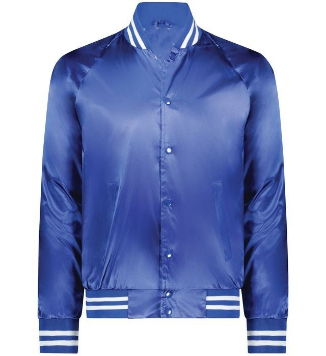 Royal Luxe Blue Satin Bomber Jacket