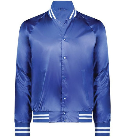 Royal Luxe Blue Satin Bomber Jacket