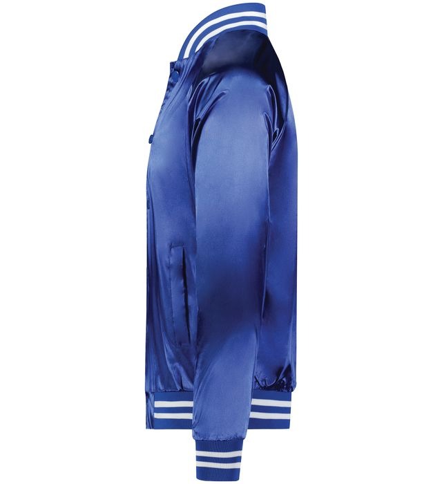 Royal Luxe Blue Satin Bomber Jacket