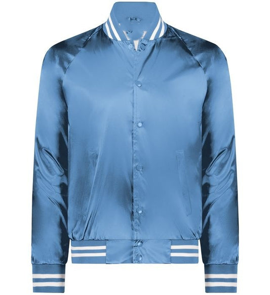 Men’s Light Blue Satin Bomber Jacket
