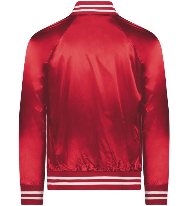 Red Luxe Satin Varsity Jacket