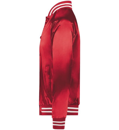 Red Luxe Satin Varsity Jacket