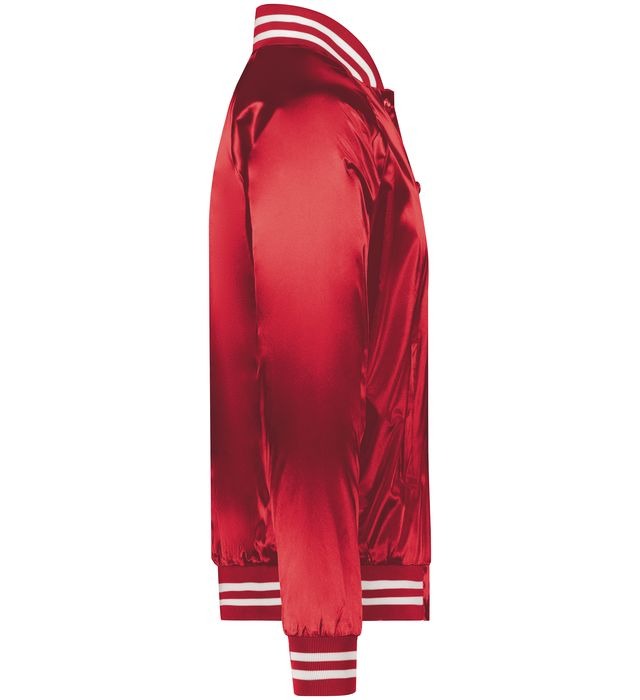 Red Luxe Satin Varsity Jacket